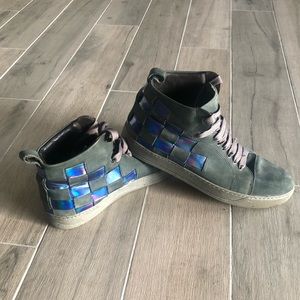 Men’s Lanvin Woven Leather High Top Sneakers 11